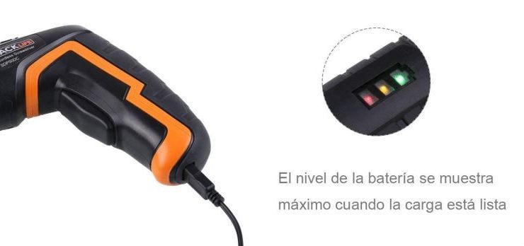 batería de un atornillador con cable USB